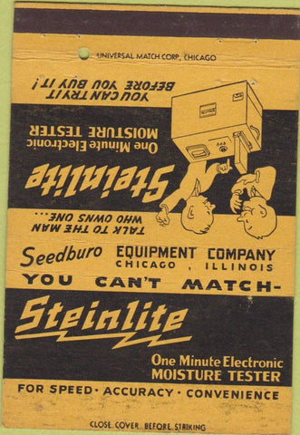 Matchbook Cover - Steinlite Moisture Tester Chicago IL 40 Strike