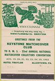 Matchbook Cover - Keystone Match Club Allentown PA 1962 40 Strike