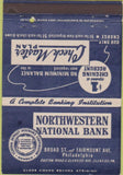 Matchbook Cover - Northwestern National Bank Glenside PA 40 Strike