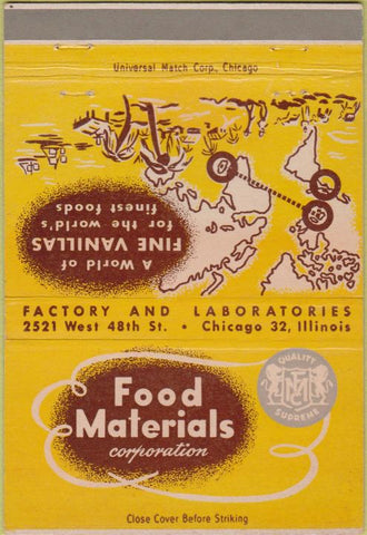 Matchbook Cover - Food Materials Corp Chicago IL 40 Strike