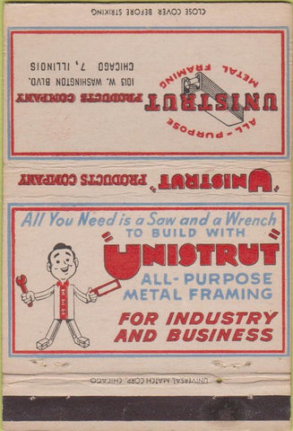 Matchbook Cover - Unistrut Products Chicago IL 40 Strike