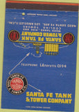 Matchbook Cover - Santa FE Tank Co Los Angeles CA 40 Strike
