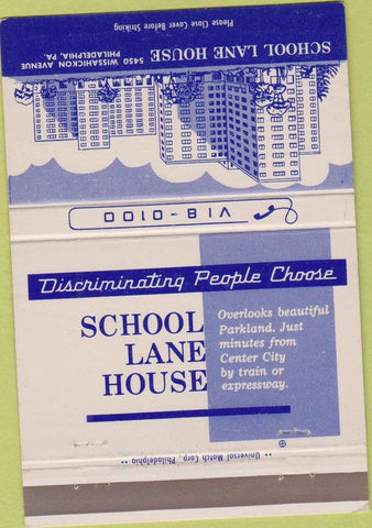 Matchbook Cover - School Lane House Philadelphia PA 40 Strike