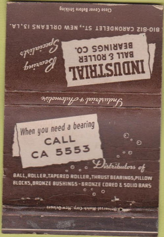 Matchbook Cover - Industrial Bearings New Orleans LA WORN 40 Strike