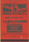 Matchbook Cover - Willis  and  Sons Los Angeles CA tractors wear 40 Strike