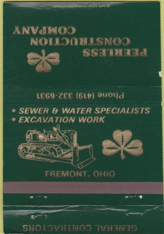Matchbook Cover - Peerless Construction Fremont OH 40 Strike