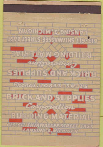 Matchbook Cover - Brick Supply Corp Lansing MI 40 Strike