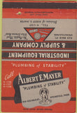 Matchbook Cover - Albert Mayer Plumbing Springfield MA 40 Strike