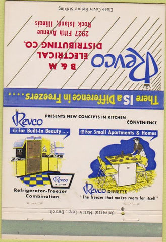 Matchbook Cover - Electrical Rock Island IL freezers refridgerators 40 Strike