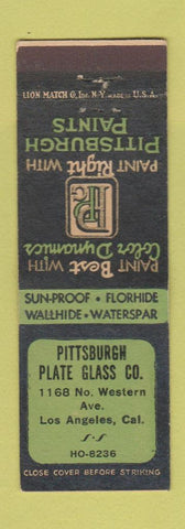 Matchbook Cover - Pittsburgh Paints Plate Glass Los Angeles CA WEAR