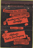 Matchbook Cover - Atlantic Tool Die Co Lakewood OH 40 Strike