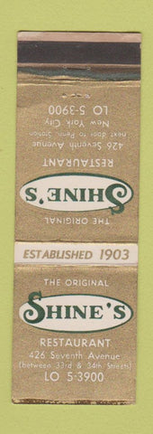 Matchbook Cover - Shine's Restaurant New York City WEAR
