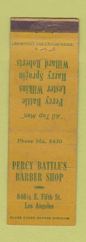 Matchbook Cover - Percy Battle's Barber Shop Los Angeles CA WEAR