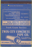 Matchbook Cover - Twin City Concrete Pipe Minneapolis MN 40 Strike