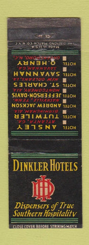 Matchbook Cover - Dinkler Hotels Atlanta Montgomery Birmingham New Orleans