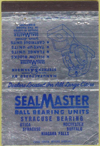 Matchbook Cover - Seal Master Ball Bearing Units Utica NY 40 Strike