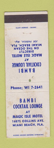 Matchbook Cover - Bambi Cocktail Lounge Miami Beach FL WORN
