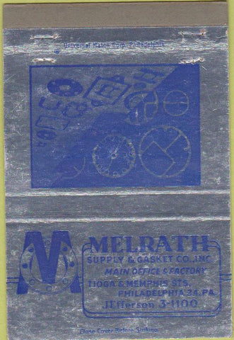 Matchbook Cover - Melrath Supply Gasket Philadelphia PA 40 Strike