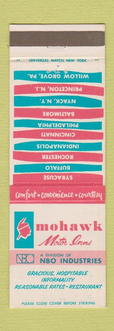 Matchbook Cover - Mohawk Motor Inns Cincinnati Baltimore Philadelphia Buffalo