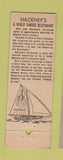 Matchbook Cover - Hackney's Atlantic City NJ WEAR