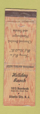 Matchbook Cover - Holiday Ranch Atlantic City NJ WORN