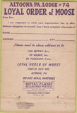 Matchbook Cover - Moose Lodge Altoona PA 40 Strike