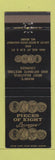 Matchbook Cover - Pieces of Eight Lounge North Miami FL WORN