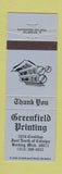 Matchbook Cover - Greenfield Printing Berkley MI