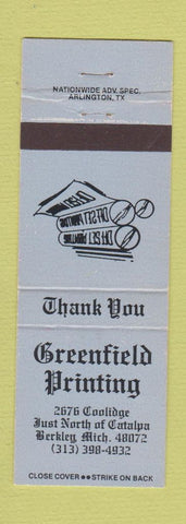 Matchbook Cover - Greenfield Printing Berkley MI