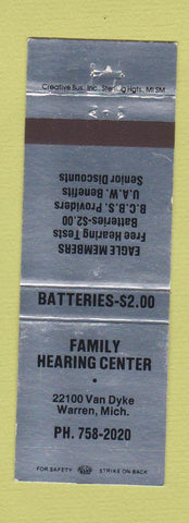 Matchbook Cover - Family Hearing Center Warren MI