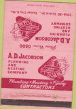 Matchbook Cover - AD Jacobson Plumbing Kansas City MO 40 Strike