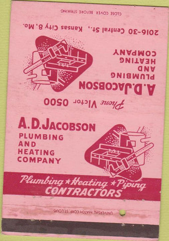 Matchbook Cover - AD Jacobson Plumbing Kansas City MO 40 Strike