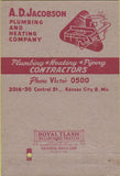 Matchbook Cover - AD Jacobson Plumbing Kansas City MO 40 Strike