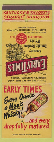 Matchbook Cover - Early Times Kentucky Bourbon Louisville KY Giant Feature