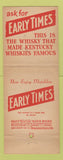 Matchbook Cover - Early Times Kentucky Bourbon Louisville KY Giant Feature
