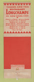 Matchbook Cover - Longchamps Restaurant New York City WEAR Giant Feature