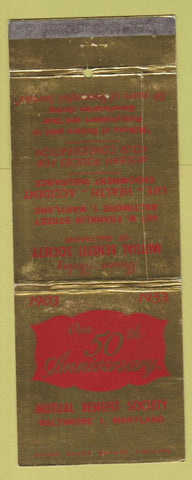Matchbook Cover - Mutual Benefit Society Baltimore MD 1953 WEAR Giant Feature