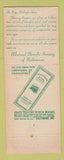 Matchbook Cover - Mutual Benefit Society Baltimore MD 1953 WEAR Giant Feature