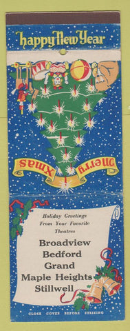 Matchbook Cover - Christmas Theatres Broadview Stillwell OH Giant Feature