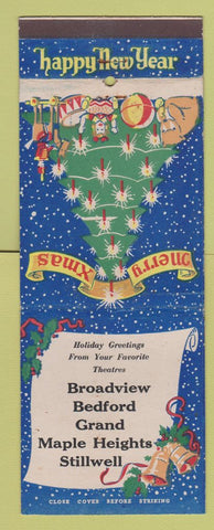 Matchbook Cover Christmas Theatres Broadview Stillwell Bedford OH Giant Feature
