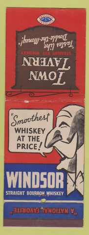Matchbook Cover - Town Tavern Whiskey Windsor Bourbon Giant Feature