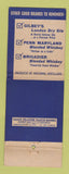 Matchbook Cover - Town Tavern Whiskey Windsor Bourbon Giant Feature