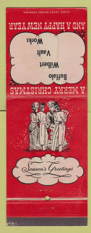 Matchbook Cover - Christmas Buffalo Wilbert Burial Vault WORN BACK Giant Feature
