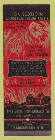 Matchbook Cover - Penn Mutual Fire Insurance West Chester PA WEAR Giant Feature