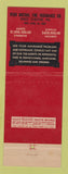 Matchbook Cover - Penn Mutual Fire Insurance West Chester PA WEAR Giant Feature