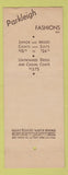 Matchbook Cover - Parkleigh Fashions Clothes New York City Giant Feature