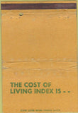 Matchbook Cover - Cost of Living Index 40 Strike