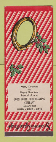 Matchbook Cover - Christmas John Poole Broadcasting Hollywood CA Giant Feature