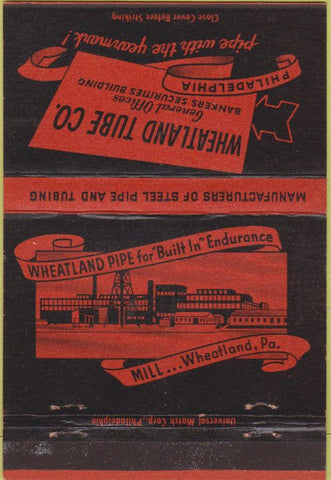 Matchbook Cover - Wheatland Tube Co Philadelphia PA  40 Strike