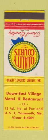 Matchbook Cover - Quality Court Motels Down East Village Yarmouth ME WEAR